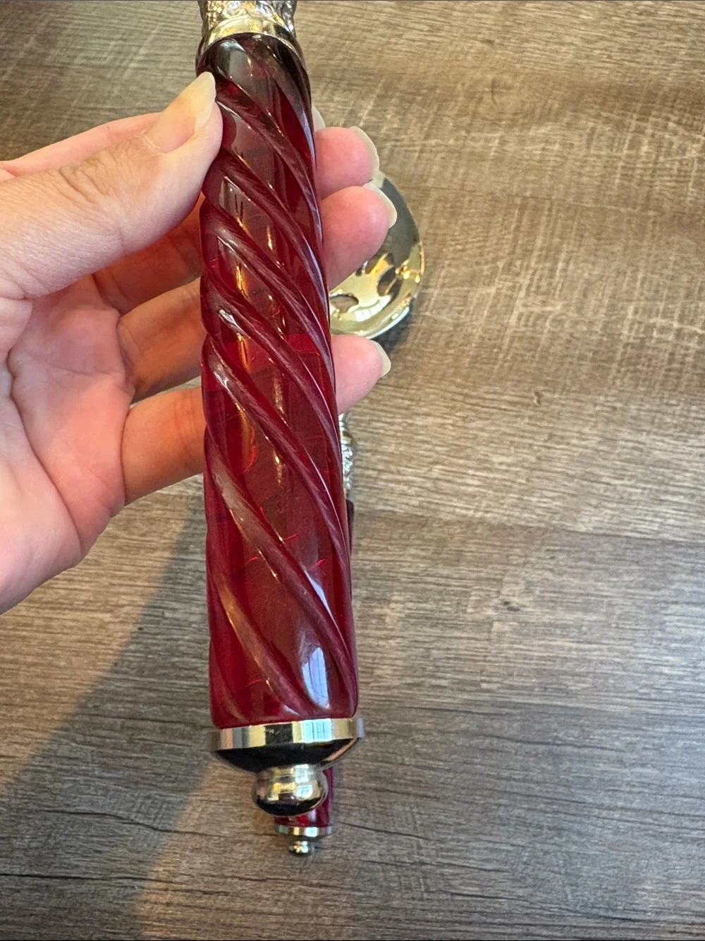 Lenox Holiday Jewel 2-Piece Serving Spoons Stainless Steel Red Spiral Handle